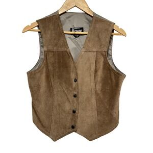 Vintage Comint Suede Leather Vest Women Small Brown Cinch Back Western Argentina